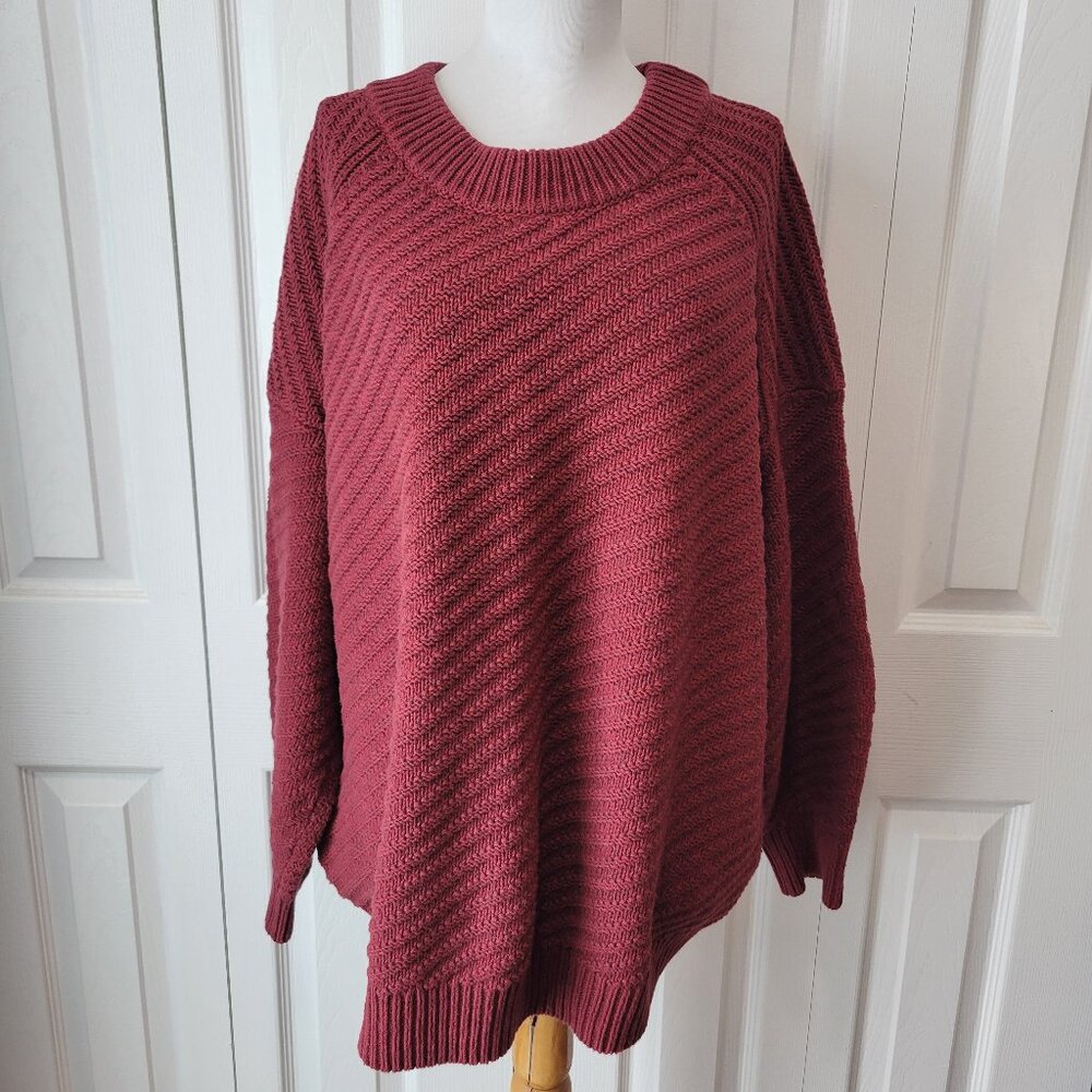 UNIVERSAL THREAD Dark Red Maroon Burgundy Knit Crewneck Sweater sz XXL 2X EUC